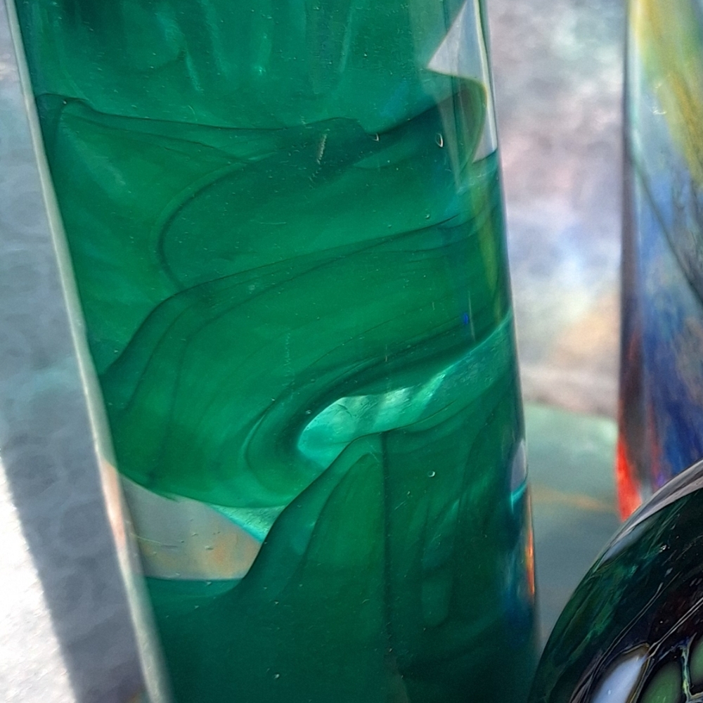 Hand Blown Art Glass Candle Stick Holder Teal Taper Candle artist made in Sweden - Picture 11 of 16